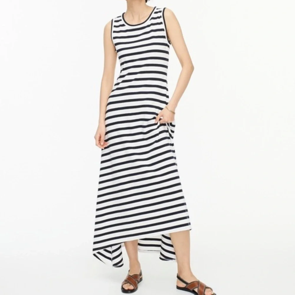 J. Crew Navy And White Striped Sleeveless Maxi Dress Size Small